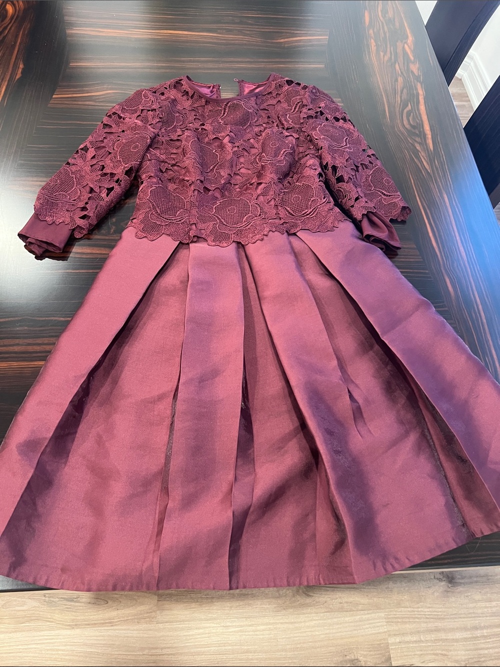 Ted Baker Girls Burgundy Lace & Satin Dress